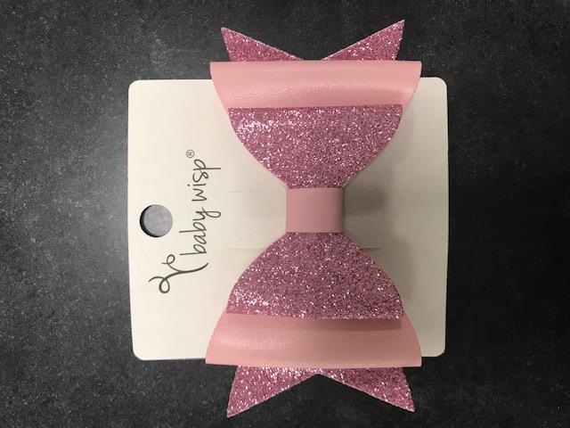 Baby Wisp Sparkly Glitter Bow Pinch Hair Clip Pink