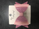 Baby Wisp Sparkly Glitter Bow Pinch Hair Clip Pink