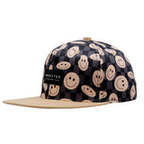 Headster Snapback Hat Black Smiley