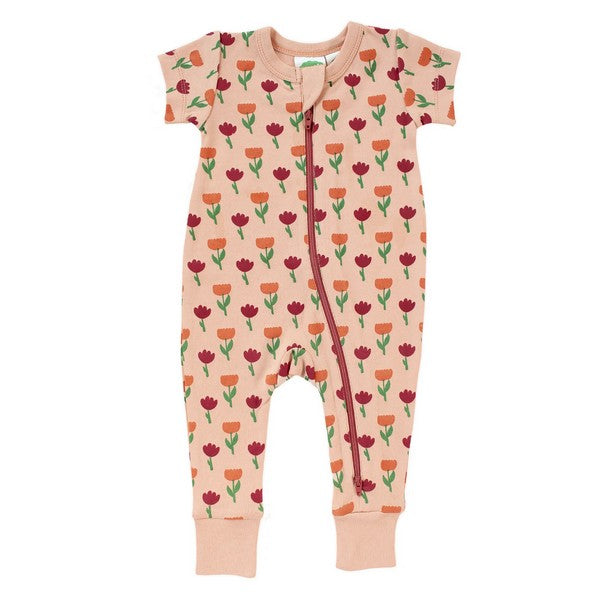 Parade Short Sleeve 2 Way Zip Short Sleeve Romper