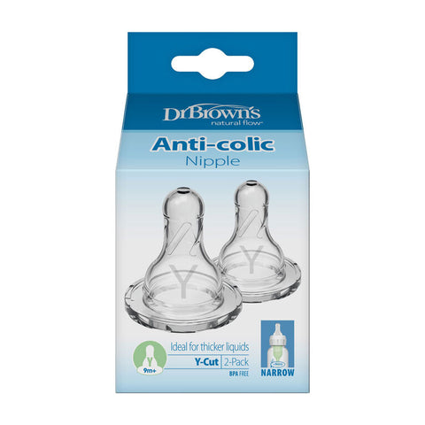 Dr. Brown's Narrow Silicone Nipple Y Cut, 2 Pack
