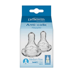 Dr. Brown's Narrow Silicone Nipple Level 2, 2 Pack