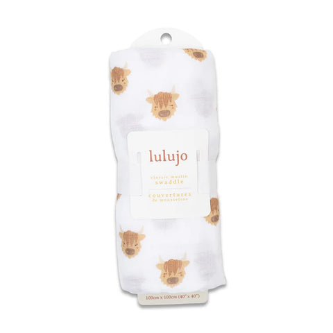 Lulujo Swaddle Blanket Highland Cow