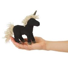 Folkmanis Mini Puppet Black Unicorn