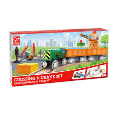 Hape Crossing And Crane Train Set