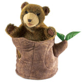 Folkmanis Hand Puppet Bear In Tree Stump
