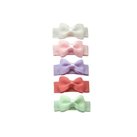 Baby Wisp Tuxedo Grosgrain Bow 5 Pack Macaroon