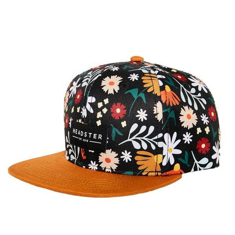 Headster Snap Back Hat Flower Child Rust