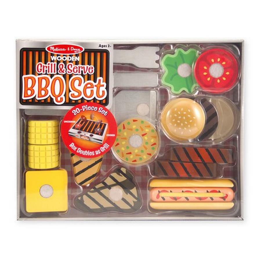 Melissa and Doug Wooden Grill & Serve BBQ Set | Bumble Tree