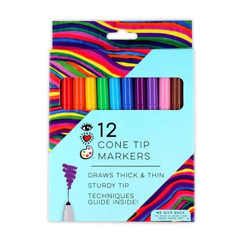 Bright Stripes Cone Tip Markers 12 Pack