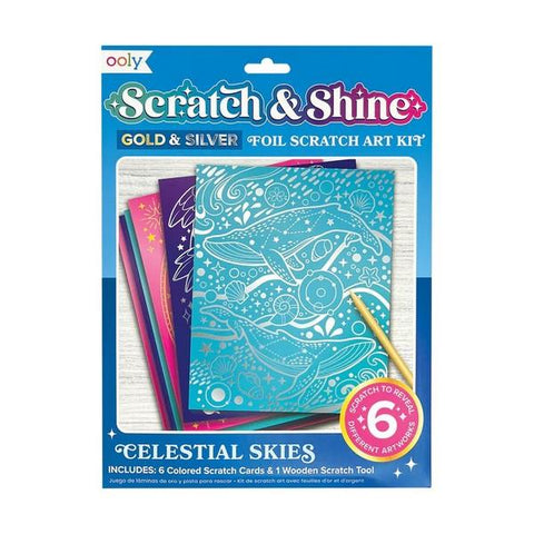 Ooly Scratch & Shine Foil Scratch Art Kit Celestial Skies