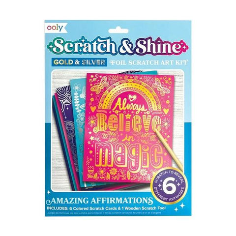 Ooly Scratch & Shine Foil Scratch Art Kit Amazing Affirmations